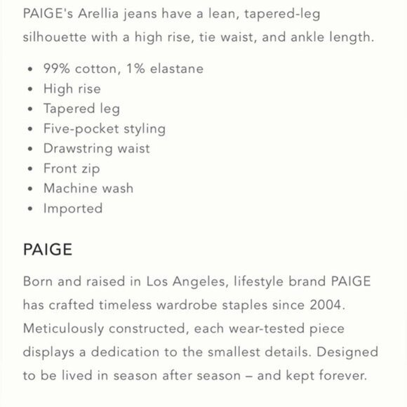 NWT Size 32 - Paige Arellia Ankle Barrel Leg Jean Cotton, Vintage Pumice Stone - Picture 13 of 16